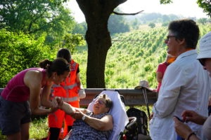 Pilgerin bricht sich den Arm. (Fotos: Vera Rütimann)